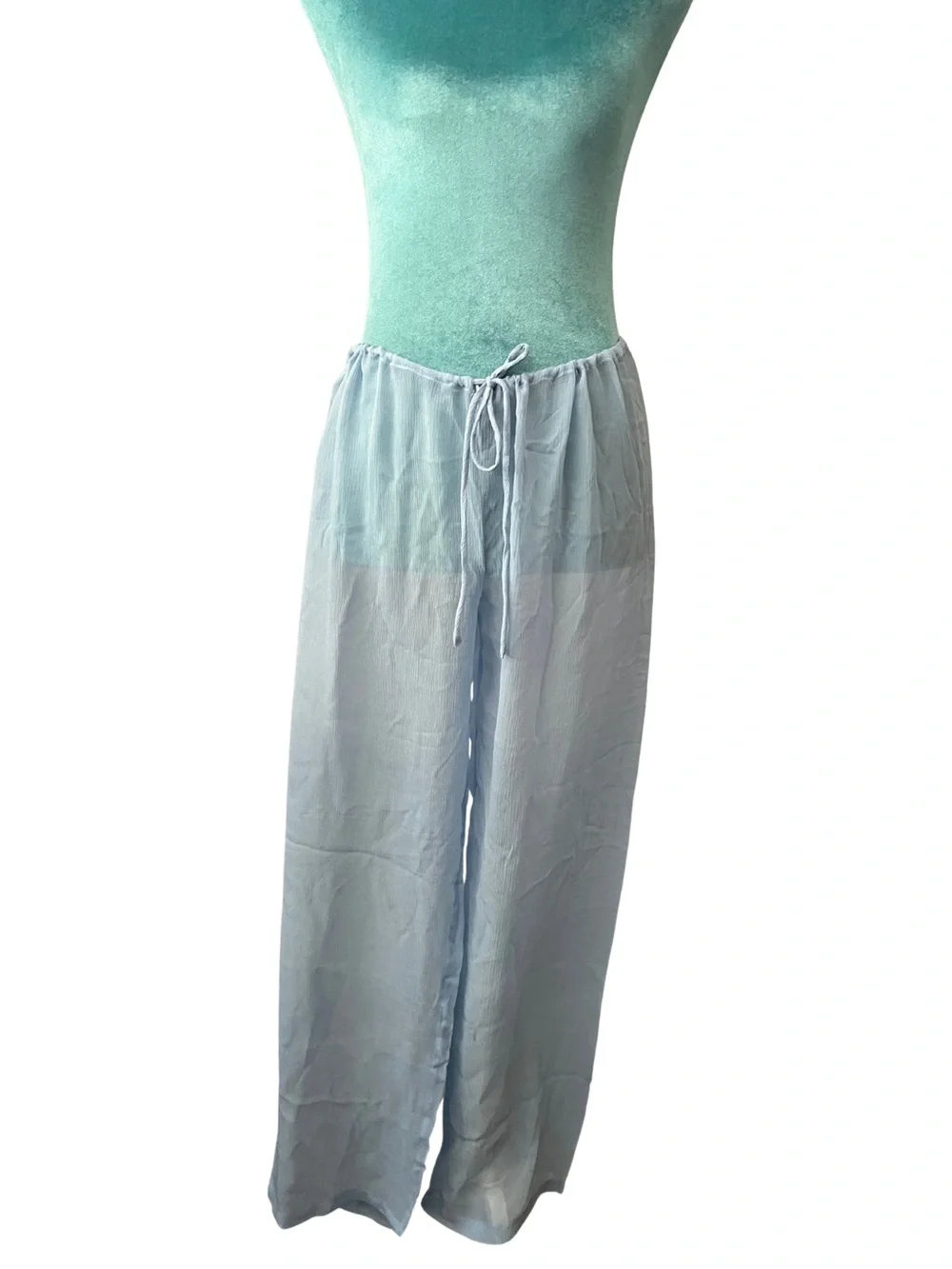 SKIMS Silk Chiffon Pale Blue Sheer Beach Cover-Up Pants